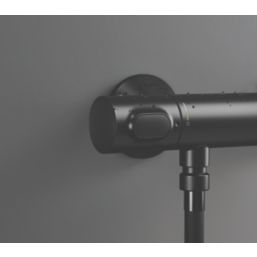 Grohe Precision Flow Exposed Single Outlet Thermostatic Matt Black Shower Mixer