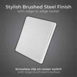 British General Evolve 20A 16AX 1-Gang Intermediate Light Switch Brushed Steel