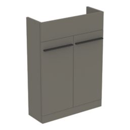 Ideal Standard i.life S Semi-Countertop Floorstanding Basin Unit with Black Handles & Basin Matt Grey 600mm x 210mm x 835mm