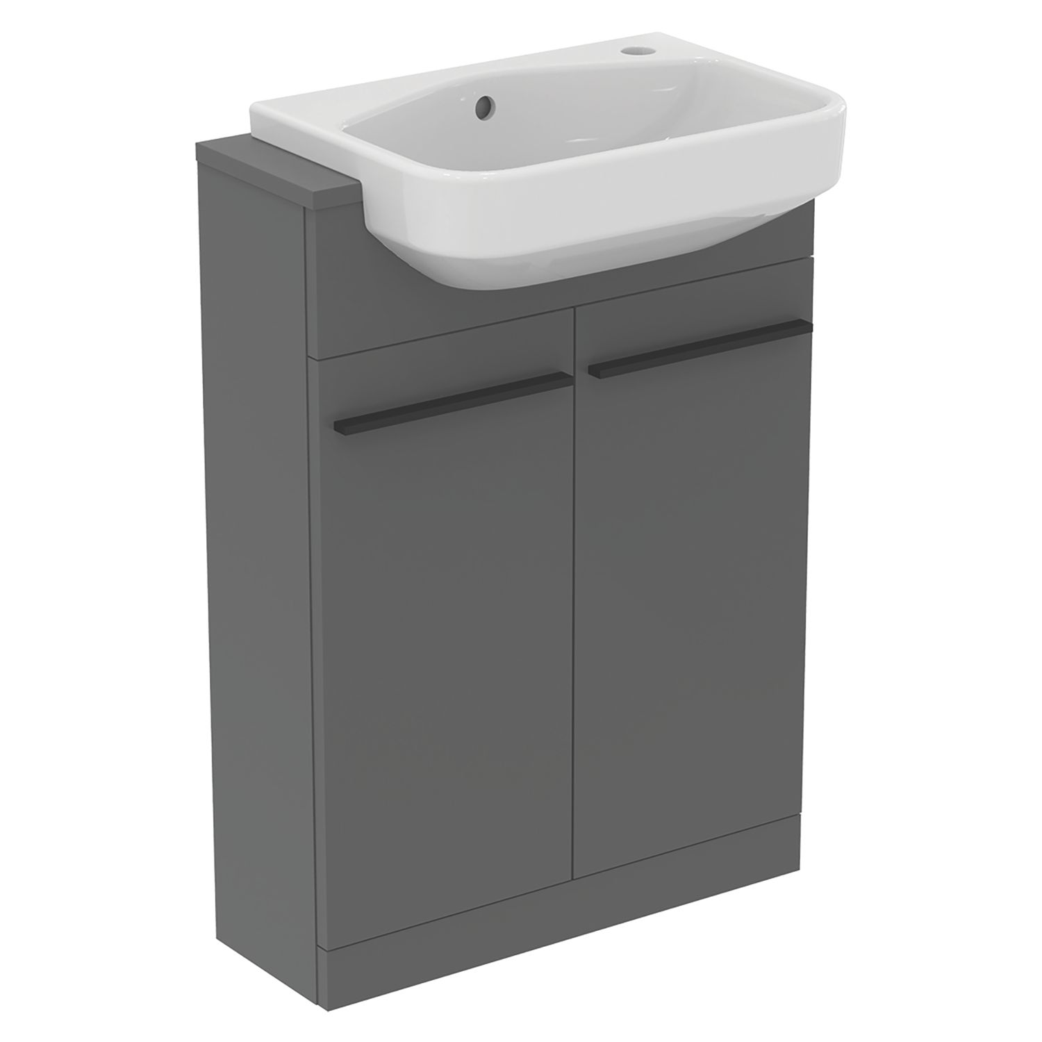 Ideal Standard i.life S Semi-Countertop Floorstanding Basin Unit with Black Handles & Basin Matt Quartz Grey 600mm x 210mm x 835mm (659HM)