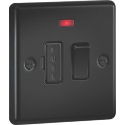 Knightsbridge  13A Switched Fused Spur with Neon Matt Black with Black Inserts