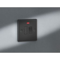 Knightsbridge  13A Switched Fused Spur with Neon Matt Black with Black Inserts