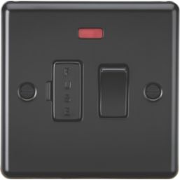 Knightsbridge  13A Switched Fused Spur with Neon Matt Black with Black Inserts