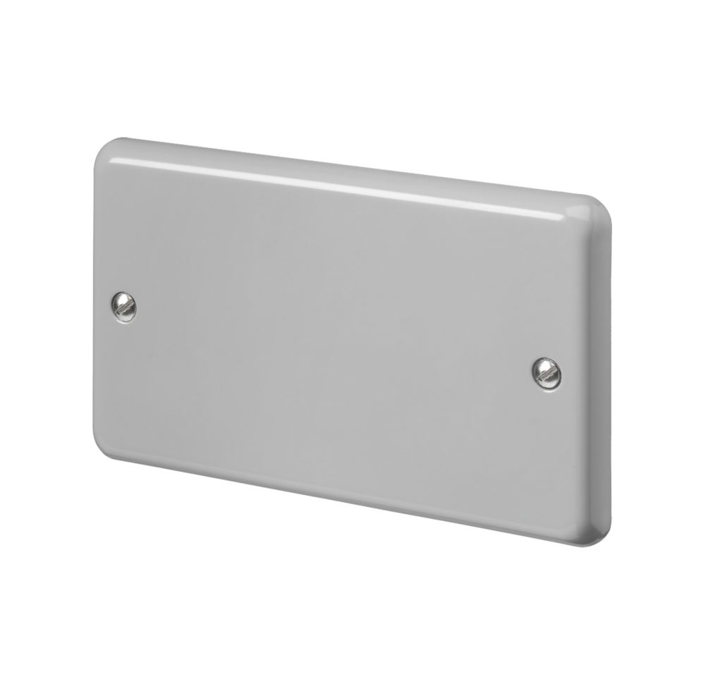 MK Contoura 2-Gang Blanking Plate Grey - Screwfix