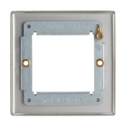 Contactum iConic 2-Module Modular Faceplate Brushed Steel - Screwfix