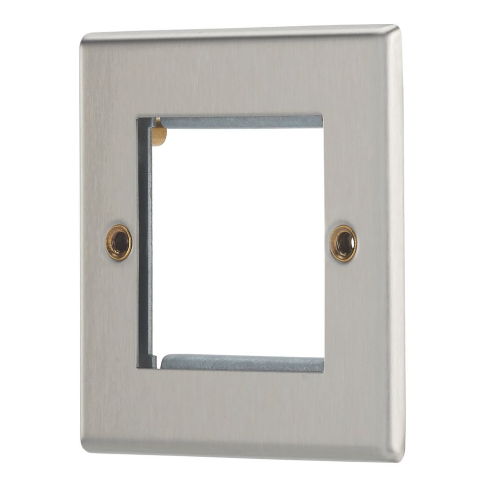 Contactum iConic 2-Module Modular Faceplate Brushed Steel - Screwfix