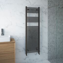 Flomasta 1600mm x 500mm 2409BTU Black Flat  Towel Radiator