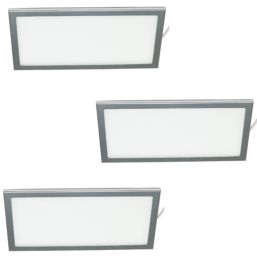 VEW Slim Rectangular LED Cabinet Lights Silver 6W 300lm 3 Pack
