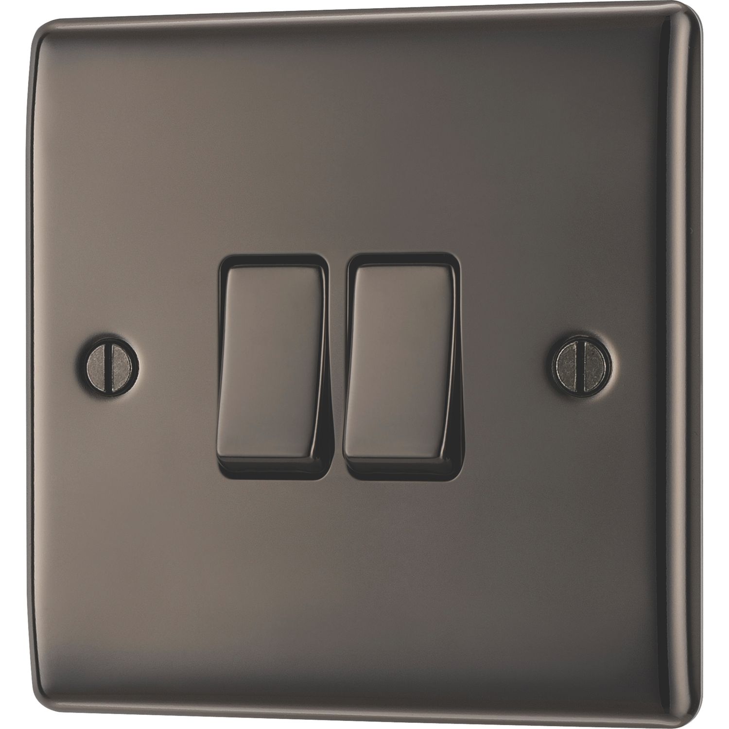 British General Nexus Metal 10AX 2-Gang 2-Way Light Switch Black Nickel (66086)