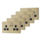 LAP  13A 2-Gang DP Switched Socket Antique Brass  with Black Inserts 5 Pack