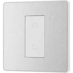 British General Evolve 1-Gang 2-Way LED Single Secondary Trailing Edge Touch Dimmer Switch  Brushed Steel with White Inserts