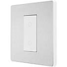 British General Evolve 1-Gang 2-Way LED Single Secondary Trailing Edge Touch Dimmer Switch  Brushed Steel with White Inserts