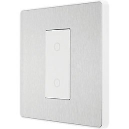 British General Evolve 1-Gang 2-Way LED Single Secondary Trailing Edge Touch Dimmer Switch  Brushed Steel with White Inserts