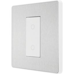 British General Evolve 1-Gang 2-Way LED Single Secondary Trailing Edge Touch Dimmer Switch  Brushed Steel with White Inserts