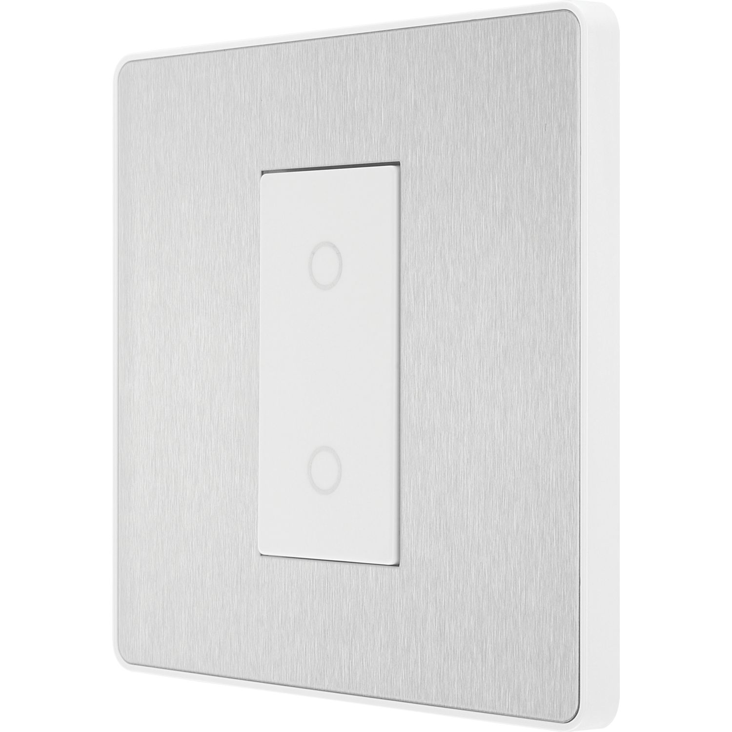 British General Evolve 1-Gang 2-Way LED Single Secondary Trailing Edge Touch Dimmer Switch Brushed Steel with White Inserts (660PY)
