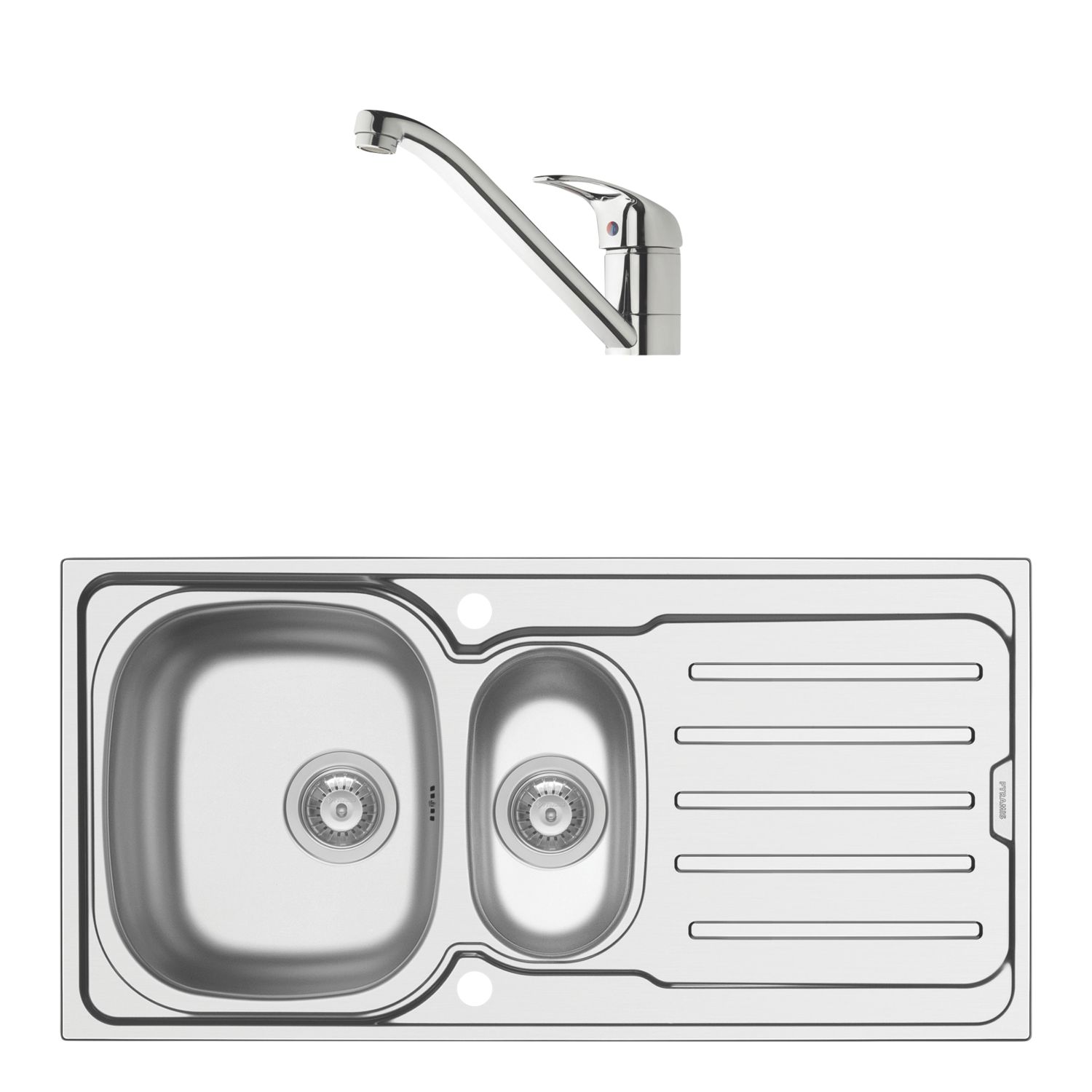 Swirl 1.5 Bowl Brass Kitchen Sink & Tap Pack 1000mm x 500mm (660RG)