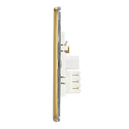 Contactum Lyric 1-Gang Slave Telephone Socket Brushed Brass with White Inserts