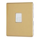 Contactum Lyric 1-Gang Slave Telephone Socket Brushed Brass with White Inserts