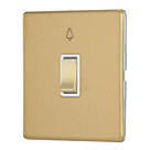 Contactum Lyric 10AX 1-Gang 1-Way Retractive Bell Switch Brushed Brass with White Inserts