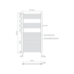 Flomasta 1200mm x 600mm 1415BTU Chrome Flat  Towel Radiator