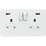 Knightsbridge  13A 2-Gang SP Switched Socket + 2.4A 2-Outlet Type A USB Charger Matt White with White Inserts