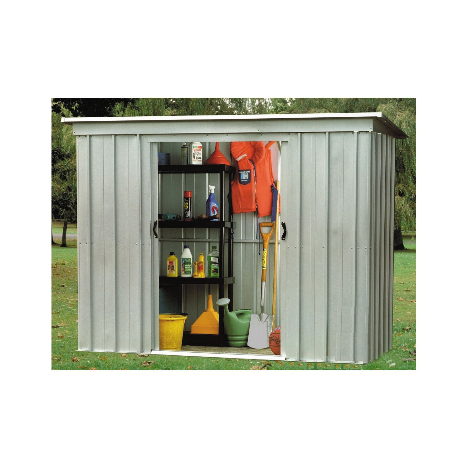 Yardmaster 6' x 3' 6" (Nominal) Pent Metal Bike Store Silver (66135)