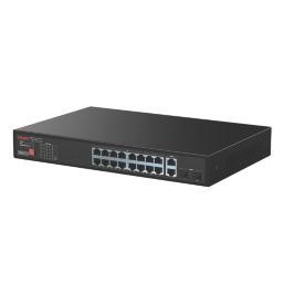 Labgear Gigabit 16 Port PoE Unmanaged Network Switch with 2 Gigabit Uplink & 2 SFP Black