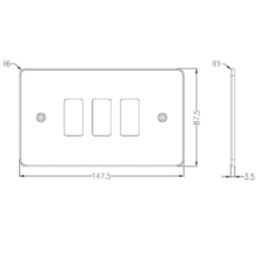 Knightsbridge  3-Module Grid Faceplate Polished Chrome