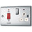 British General Nexus Metal 45A 2-Gang DP Cooker Switch & 13A DP Switched Socket Polished Chrome with LED with White Inserts