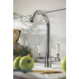 Streame by Abode Keswick Swan Neck Dual Lever Mono Mixer Chrome