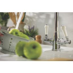 Streame by Abode Keswick Swan Neck Dual Lever Mono Mixer Chrome