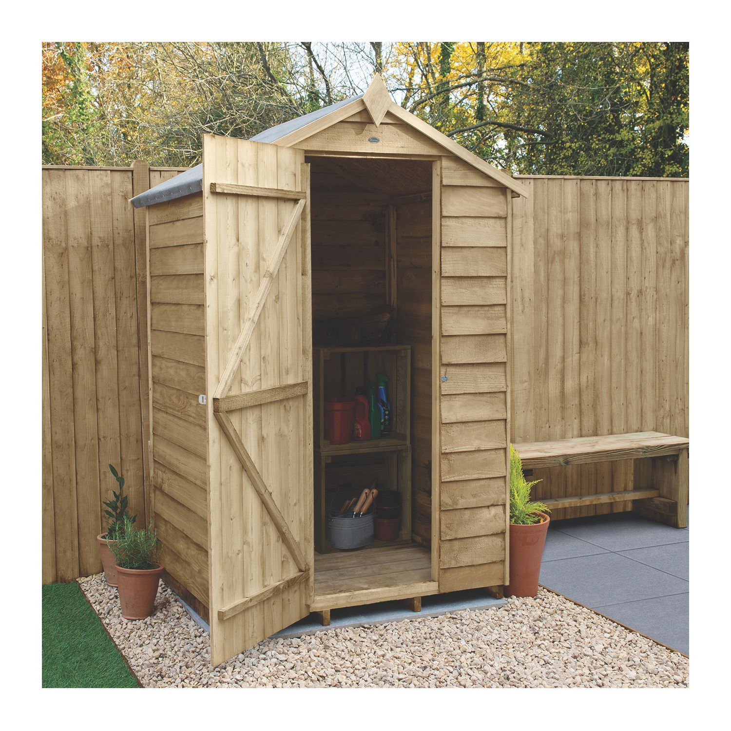 Forest 4' x 3' (Nominal) Apex Overlap Timber Shed with Base & Assembly (661JR)