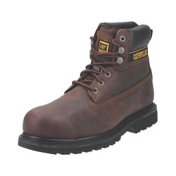 CAT Holton S3 Size 6  Brown Water-Resistant Steel Toe Cap Safety Boots