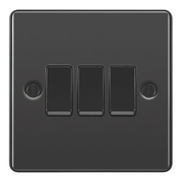 LAP  20A 16AX 3-Gang 2-Way Light Switch  Black Nickel with Black Inserts