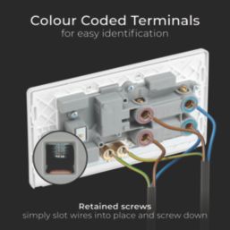 British General Evolve 45A 2-Gang 2-Pole Cooker Switch & 13A DP Switched Socket Pearlescent White with LED with White Inserts