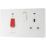 British General Evolve 45A 2-Gang 2-Pole Cooker Switch & 13A DP Switched Socket Pearlescent White with LED with White Inserts