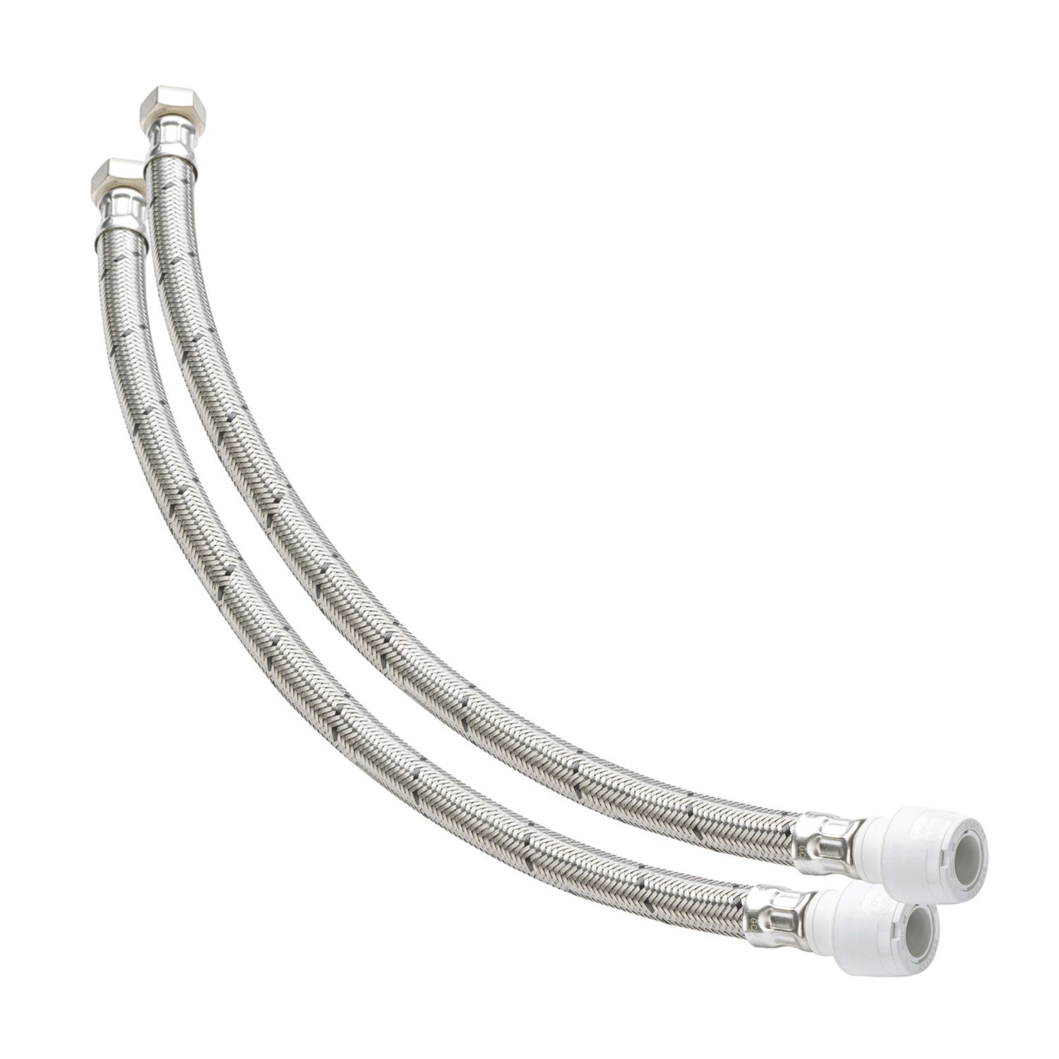 Hep2O Push-Fit Keyless Flexi Tap Connector 15mm x 1/2" x 500mm 2 Pack (661RE)