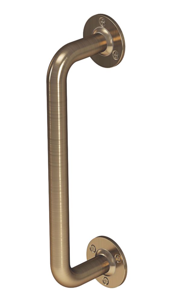 Rothley Angled Household Grab Rail Antique Brass 305mm Screwfix