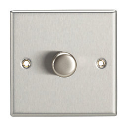 Contactum iConic 1-Gang 2-Way LED Dimmer Switch  Brushed Steel