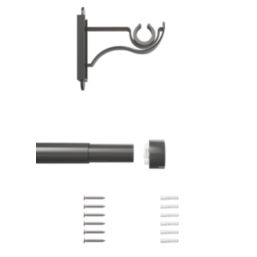 Rothley Polished Gunmetal Extendable Curtain Pole w/ Stud Finials 28mm x 125-216cm