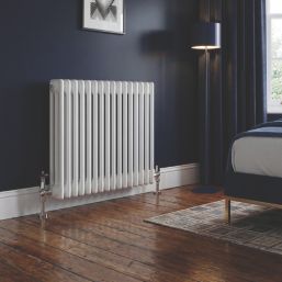 Flomasta 600mm x 605mm 2580BTU White Horizontal 3 Column Radiator