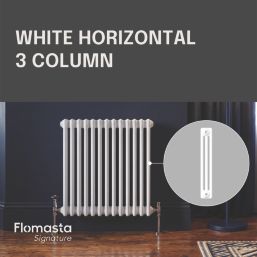 Flomasta 600mm x 605mm 2580BTU White Horizontal 3 Column Radiator