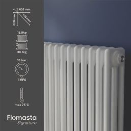 Flomasta 600mm x 605mm 2580BTU White Horizontal 3 Column Radiator