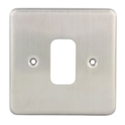 Hager Sollysta WRGP1BS 1-Module Grid Faceplate Brushed Steel