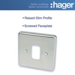 Hager Sollysta WRGP1BS 1-Module Grid Faceplate Brushed Steel