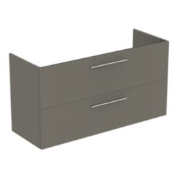 Ideal Standard i.life A Wall-Hung Vanity Unit with Chrome Handles & Basin Matt Quartz Grey 1200mm x 440mm x 630mm