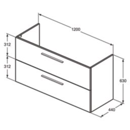 Ideal Standard i.life A Wall-Hung Vanity Unit with Chrome Handles & Basin Matt Quartz Grey 1200mm x 440mm x 630mm