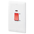 MK Base 45A 2-Gang DP Control Switch White with Neon with Red Inserts