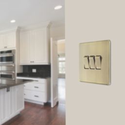 LAP  20A 16AX 3-Gang 2-Way Switch  Antique Brass with Colour-Matched Inserts