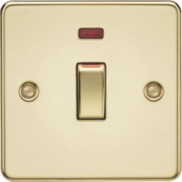 Knightsbridge  45A 1-Gang DP Control Switch Polished Brass with LED
